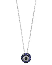 Bloomingdale's Fine Collection Blue Sapphire & Diamond Evil Eye Pendant Necklace in 14K White Gold, 18