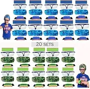 wishery Accessories for Nerf Party Supplies, Nerf Party Favors - 20 Sets. Kids Bulk Pack for Boys Birthday, War. Darts, Glasses, Masks, Wristbands