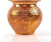 Kalash Lota Pooja Pot for Worship Purpose Article Diwali Festival Decoration for Temple Home Office Vessel (Copper Lota - 4")