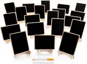 20 Pack Wood Mini Chalkboards Signs with Support Easels, Place Cards, Small