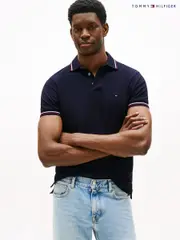 Tommy Hilfiger Blue Slim Fit Tipped Polo Shirt (W37422) | $196