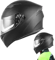 WILLAB Dual Visor Motorcycle Hat - Full Face Dual Lens Shield Street Motorcycle Hat - Cycling Hat for Motorcycles, Scooters & Mopeds, Street Hat for Adults Men and Women