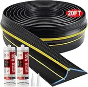 Jin&Bao Universal Garage Door Threshold Seal Strip 20FT Kit, Bottom Waterproof Rubber Weather Stripping Replacement（Yellow, 2 Adhesive）