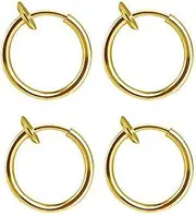 [Tummy Tub] Earring Hoop,Nose Lip Rings,Stud Earrings,Ram Earrings Retractable Hip-hop Earrings Women Men Need Earrings No Hoop Classic Piercing Earrings Womens Stud Earrings (Color : Gold)