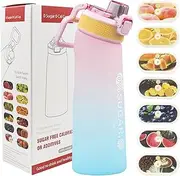 Bestek Air Scented Water Bottle with 7 Flavour Pods,700ML/24OZ Scented Water Bottle BPA Free,0 Sugar&Calorie,Tritan Sports Water Bottle with Straw for Outdoor (Pink Blue)