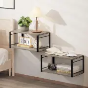 Floating Nightstand Set of 2, Wood Bedside Shelf Wall Mounted Nightstand, Floati