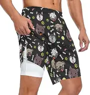 [ZZXXB] Husky Bulldog Athletic Shorts for Men with Pockets 2 in 1 Quick Dry Running Shorts S-3XL