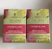 2 Boxes Of Taylors of Harrogate Green Tea in Lychee & Lime Flavor Total 40 Count