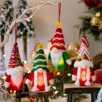 在飛比找ETMall東森購物網優惠-H2新款圣誕節裝飾品星星條紋帽針織小掛件森林老人侏儒帶燈掛件
