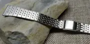 14 mm VINTAGE FLEX-ON STAINLESS STEEL SLIDING HOOK CLASP WATCH BAND NOS