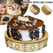Round Gold Cake Stand Cookies Cupcake Table Dessert Display Holder Plate leYXE