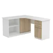 Travis L-Shaped Desk with Storage White/Oak