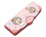 Multifunction Pencil Case, Pencil Box with 2 Compartments for Students - Cartoon Pattern Stationery Set with Scissors and Pencil Sharpener