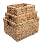 Wicker Baskets for Storage Organizing, Water Hyacinth Storage Baskets Rectang...