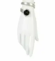 Colleen Lopez Round Dial Coil Wrap Bracelet Watch, Black Onyx / Silvertone