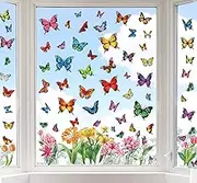 9 Sheets Colorful Butterfly Window Clings Spring Window Clings Double-Sided Anti-Collision Window Decals to Prevent Bird Strikes on Window Glass Non-Adhesive for Home Window Glass