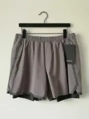 NWT LULULEMON LNRR Brown Grey Lightweight Surge Shorts 6" Lined Men's XL *SE