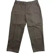 St. Johns Bay Worry Free Pants Dark Olive Mens 38x29 Classic Fit Flat Front