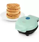 4-Inch Mini Waffle Maker: Non-Stick, Easy-to-Clean, Ready in Minutes - Aqua