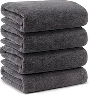 [Orighty] Bath Towels Set Pack of 4(27’’ x 54’’) - Soft Feel Microfiber Bath Towels for Bathroom, Highly Absorbent Bath Sheet, Quick Drying Shower Towels, Fluffy Towel for Gym, Beach, SPA - Gery