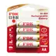 日本FDK 大容量低自放電 3號 4入充電電池 HR3UTHFA-4 (4.9折)