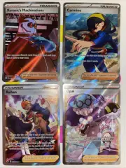 Pokemon Full Art Rare 4 Card Lot - Trainer -Support-Carmine Raihan Xerosics Opal
