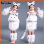 兒童貓小貓動物表演服裝學貓叫跳舞服裝波斯貓卡通動物女孩萬聖節兒童服裝