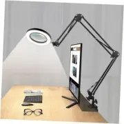 Magnifying Glass Desk Lamp with 3-Section Swing Arm and Big Clamp, Magnifying