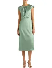 [David Lawrence] Amare Satin Dress in Eucalyptus