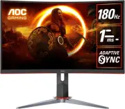 AOC CQ27G2X 27" QHD 180Hz Curved Gaming Monitor 2560X1440-1Ms - Displayport -...