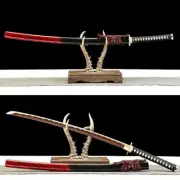 Handmade Damascus Folded Steel Real Japanese Katana Red Blade Sword Full Tang.