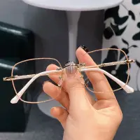 在飛比找蝦皮購物優惠-潮流防藍光無框眼鏡女士復古金屬電腦眼鏡框光學遊戲眼鏡眼鏡