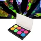 Halloween Face Paint 8 Vibrant Colors Glowing In Dark Water Based.