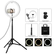 11.8 Led Ring Light with Tripod and Phone Clamp - 3 Modes Dual Colour Temperature Dimmable - Black