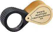 Toyo 10X18-G Professional 10X Magnifying Jeweler's Loupe with 18mm Triplet Lens, Gold