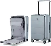 [Hanke] Luggage Hard Shell Suitcases 24 Inch Checked-Medium Luggage with Spinner Wheels Travel Luggage Wide Handle for Men Women(Grey)