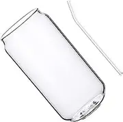 Mikinona 1Set Transparent Glass Cup with Straw Stylish Heat Resistant Water Cup for Milk and Cocktails Smooth Touch and Easy to Clean