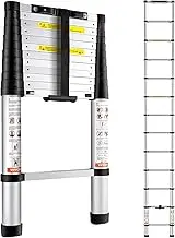 VEVOR Telescoping Ladder 12.5 FT/3.8 M, 170KG Capacity Aluminum One-button Retraction Collapsible Extension Ladder, w/Non-slip Feet, Portable Multi-purpose Compact Ladder for Home,RV, Loft, ANSI Liste
