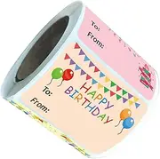 jojofuny 1 Roll Happy Birthday Tags Stickers of Name Labels for Classroom Celebrations Easy Application Birthday Badge Stickers for Festive