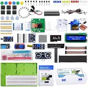 GeeekPi Ultimate Starter Kit for Raspberry Pi 5 4B 3B+ 400, Python C Java Scratch Code, with 100-Page Tutorial, 16 Projects, 68 Items, ABS Breadboard Holder, Camera Module, Sound Sensor (No Pi Board)