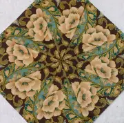 16 9.5" Gold Trimmed Flowers #1 Stack/Whack Quilt Blocks * Kaleidoscope