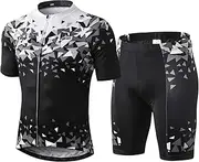 [INBIKE] Men Cycling Jersey Set Short Sleeve Breathable Bike Shirt with Padded Shorts