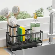 Cisily Sponge Holder for Kitchen Sink, Sink Caddy with High Brush Black