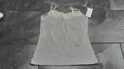 NWT GILLIGAN & O'MALLEY WOMENS CAMI SHHELF BRA LACE TRIM GRAY L XL