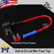 25pc 16 Gauge Copper Add-A-Circuit Mini APM ATM Blade Piggy Back Fuse + 1A - 40A