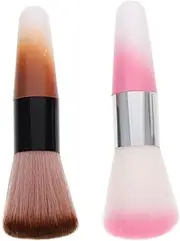 VINTORKY Makeup Powder Blush Brush 2pcs Nail Dust Brush Makeup Cleaner Liquid Foundation Nail Art Fingernail Dust Tool