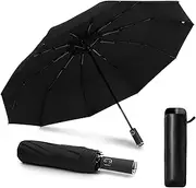 [DOFOWOT] UPF 50+ UV Folding Umbrella Windproof 10/12 Ribs Fibreglass, Travel Compact Umbrella UV Protection, Automatic Open & Close Umbrella for Men Women