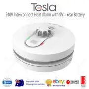 240V Interconnect Heat Alarm with 9V 1 Year Battery | Tesla