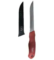 Milwaukee Fixed Blade Knife with Sheath, Red Handle