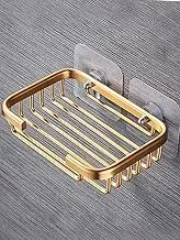 Gold Bar Soap Holder for Shower Wall, Stainless Steel Adhesive Soap Dish for Bathroom, Drill Soap Holder Storage Rack Soap Dishes, Bar Soap Holder, Gold Sponge Holder for Kitchen Sink Gold Soap Dish
